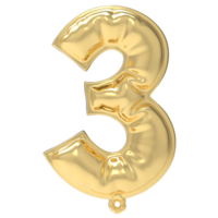 Balloon 3 Number Gold png