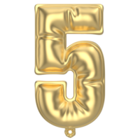 Balloon 5 Number Gold png