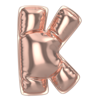 Balloon K Font Gold 3D Render png