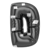 Balloon D Font Black 3D Render png