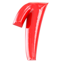 Balloon 1 Number Red 3D png