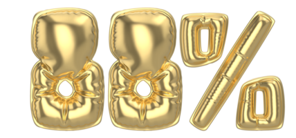 88 Percent Gold 3D Number png