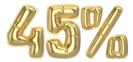 45 Percent Gold 3D Number png