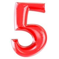 Balloon 5 Number Red 3D png