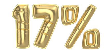 17 Percent Gold 3D Number png