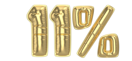 11 Percent Gold 3D Number png