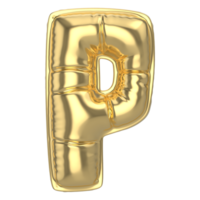 Balloon P Font Golden 3D Render png