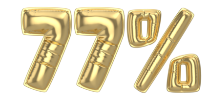 77 Percent Gold 3D Number png