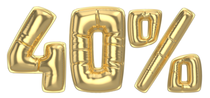 40 Percent Gold 3D Number png