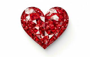 AI generated Big red diamond glitter heart isolated on white background, Y2K and 90s style. AI Generative photo