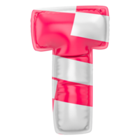 Palloncino t font rosa con bianca 3d rendere png