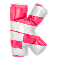 ballon k Police de caractère rose avec blanc 3d rendre png