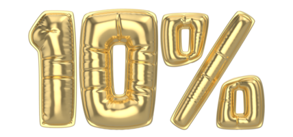 10 per cento oro 3d numero png