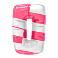 Balloon 0 Number Pink With White 3D Render png