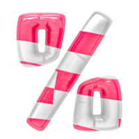 Balloon Number Pink With White 3D Render png