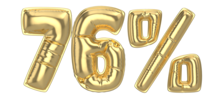 76 per cento oro 3d numero png