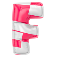 ballon F Police de caractère rose avec blanc 3d rendre png