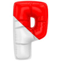 ballon p Police de caractère rouge avec blanc 3d rendre png