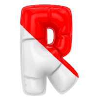 Balloon R Font Red With White 3D Render png