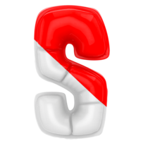 Balloon S Font Red With White 3D Render png