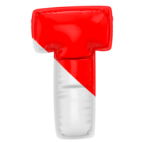 Balloon T Font Red With White 3D Render png