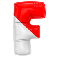 ballon F Police de caractère rouge avec blanc 3d rendre png