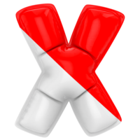 ballon X Police de caractère rouge avec blanc 3d rendre png