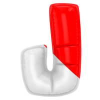 ballon j Police de caractère rouge avec blanc 3d rendre png