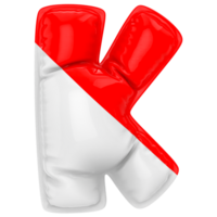 Balloon K Font Red With White 3D Render png