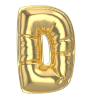 Balloon D Font Golden 3D Render png