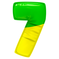 Balloon 7 Number Brazil Flag 3D Render png