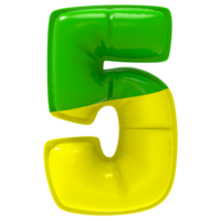 Balloon 5 Number Brazil Flag 3D Render png