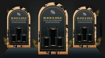 background black and gold sale discount awarding social media luxury website template vector