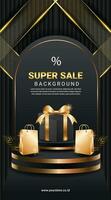 background black and gold sale discount awarding social media luxury website template 4 vector