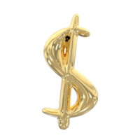 Dollar Gold Number 3D png