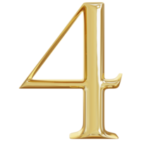 4 oro numero 3d png