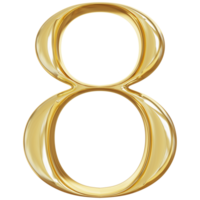 8 oro número 3d png