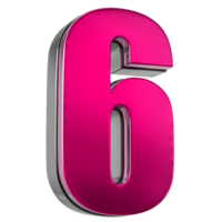 the number six is pink on a transparent background png