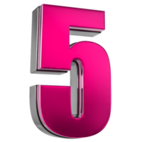 the number five is pink on a transparent background png