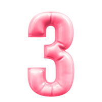 3 número rosado 3d hacer png