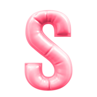 S Font Pink 3D Render png