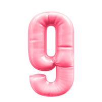 9 Number Pink 3D Render png