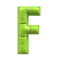 Fonte f verde 3d render png