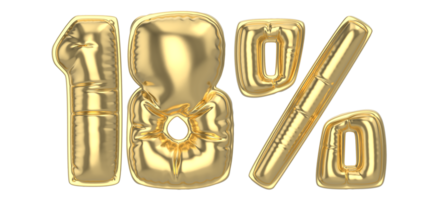 18 Percent Gold 3D Number png