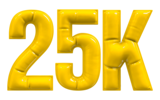 Ballon 25k Nummer Gold Folgen 3d png