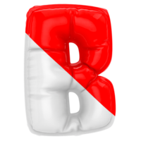 ballon b Police de caractère rouge avec blanc 3d rendre png