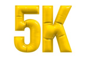 Balloon 5K Number Gold Follow 3D png