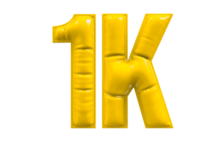 Balloon 1K Number Gold Follow 3D png