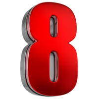 8 nombre rouge 3d png