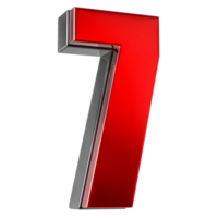 7 Number Red 3D png